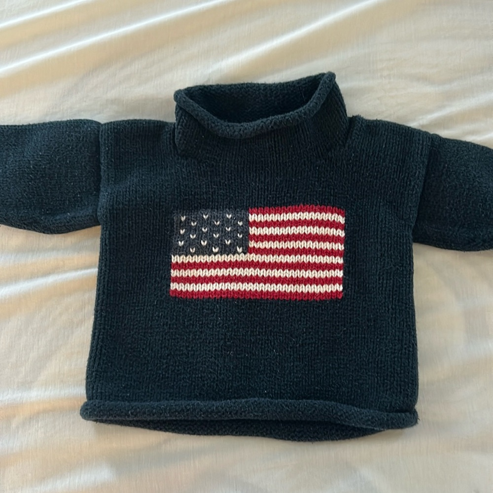 Claver American flag navy sweater